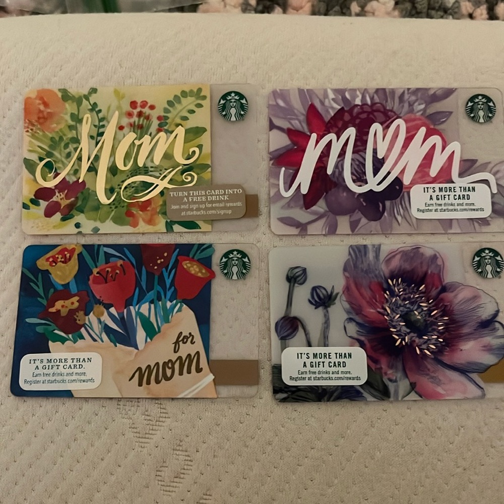 Starbucks Mother’s Day gift cards four in the group unused no balance mint